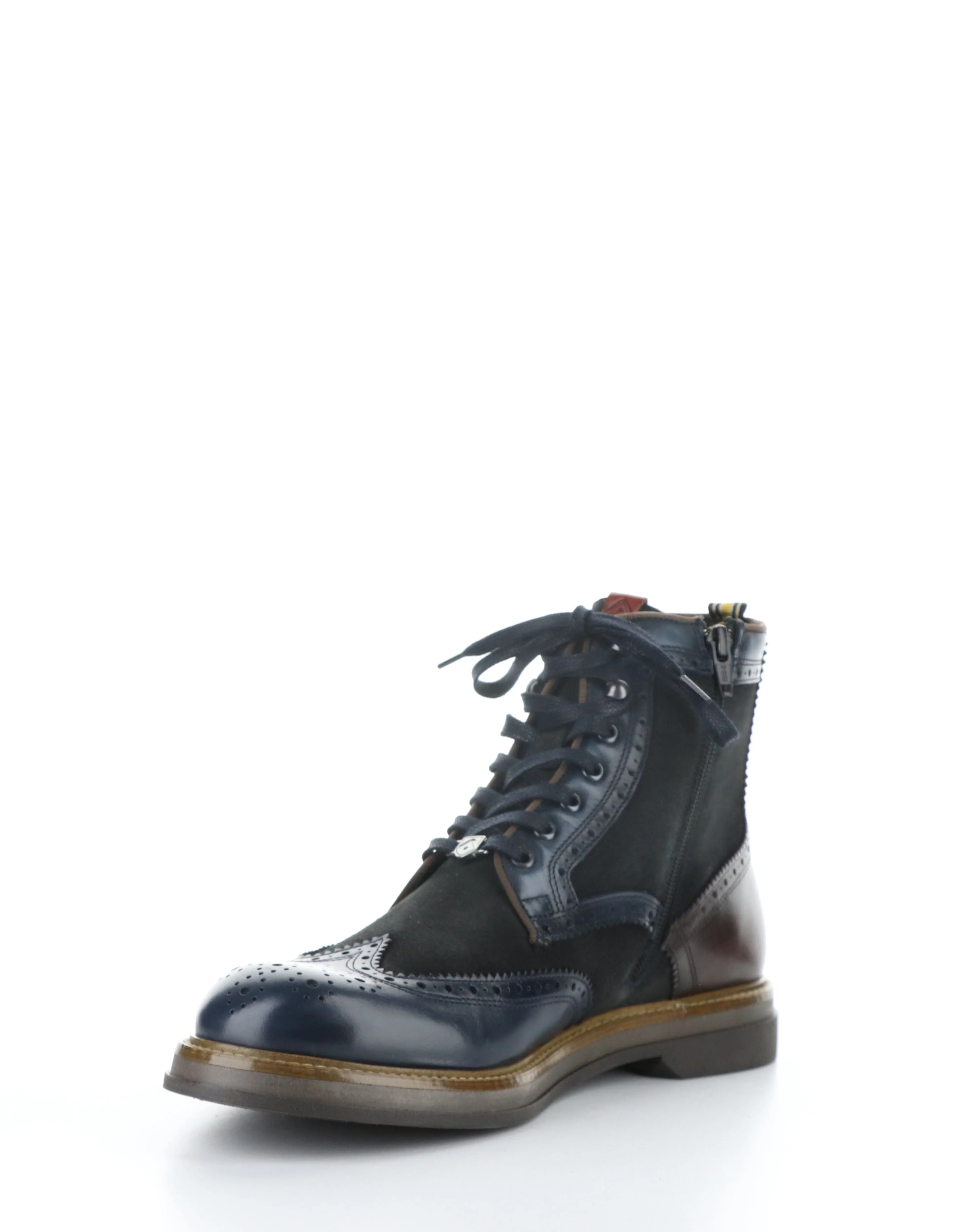 12432B NAVY Round Toe Boots
