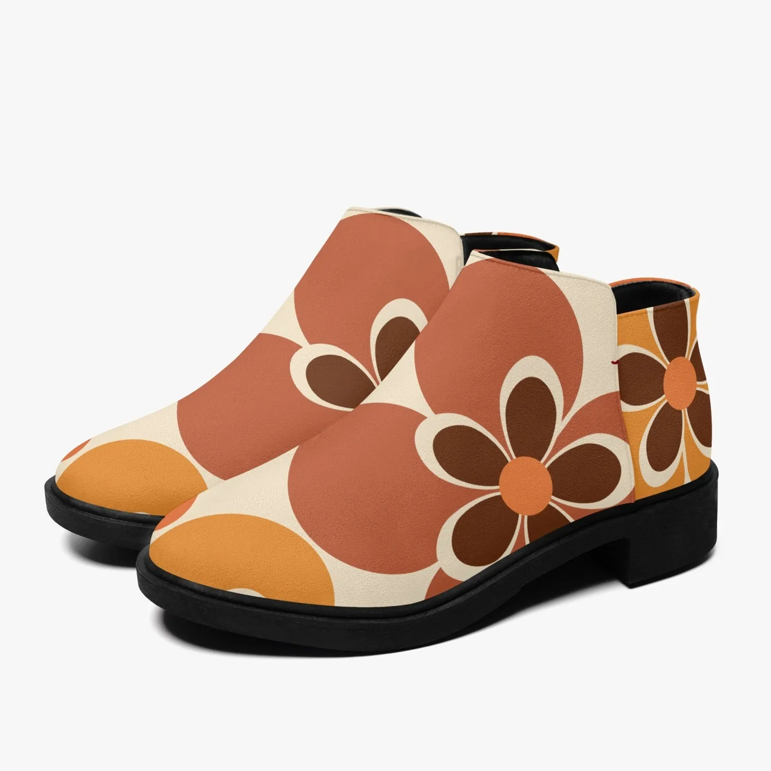 1960s Flower Hippie Ankle Shoe Boots