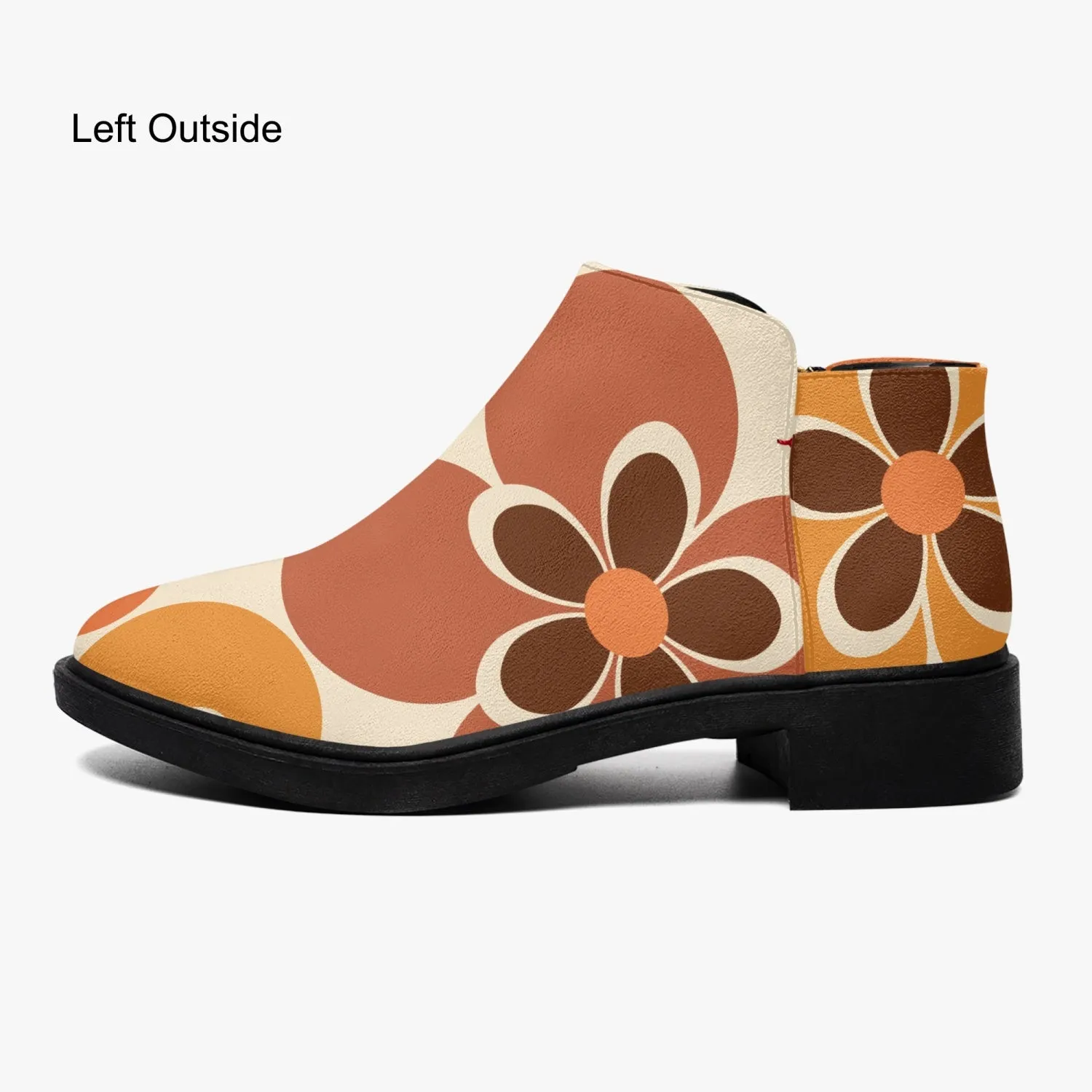 1960s Flower Hippie Ankle Shoe Boots