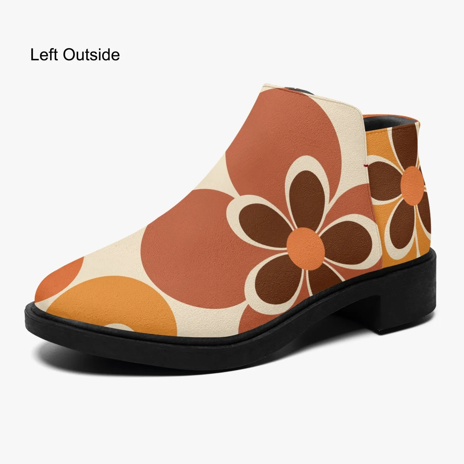 1960s Flower Hippie Ankle Shoe Boots