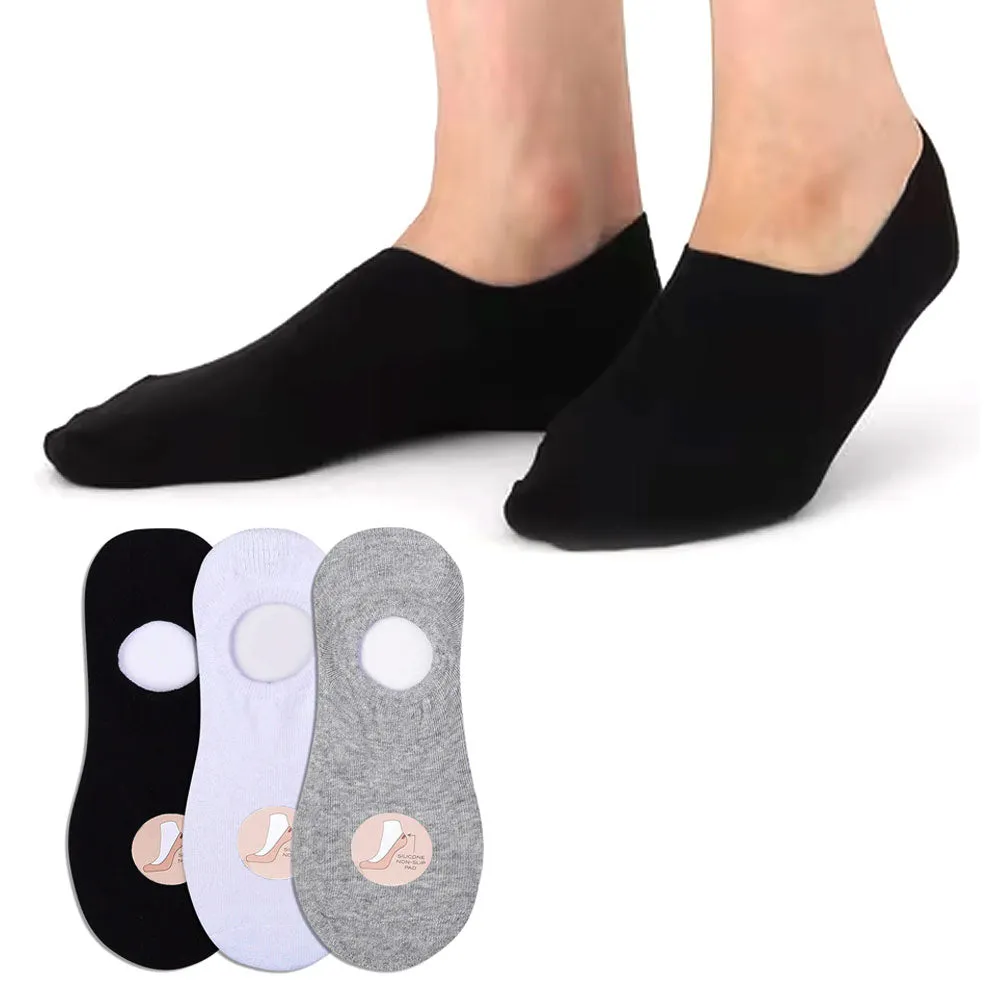3 Pk Mens No Show Socks Non Slip Foot Cover Invisible Boat Liner Footies 10-13