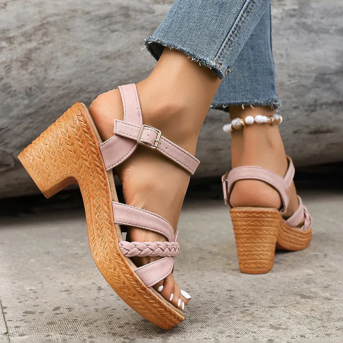 Ama - Orthopedic Mid Heel Platform Sandals