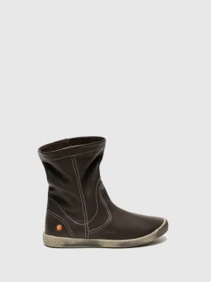 Brown Round Toe Ankle Boots