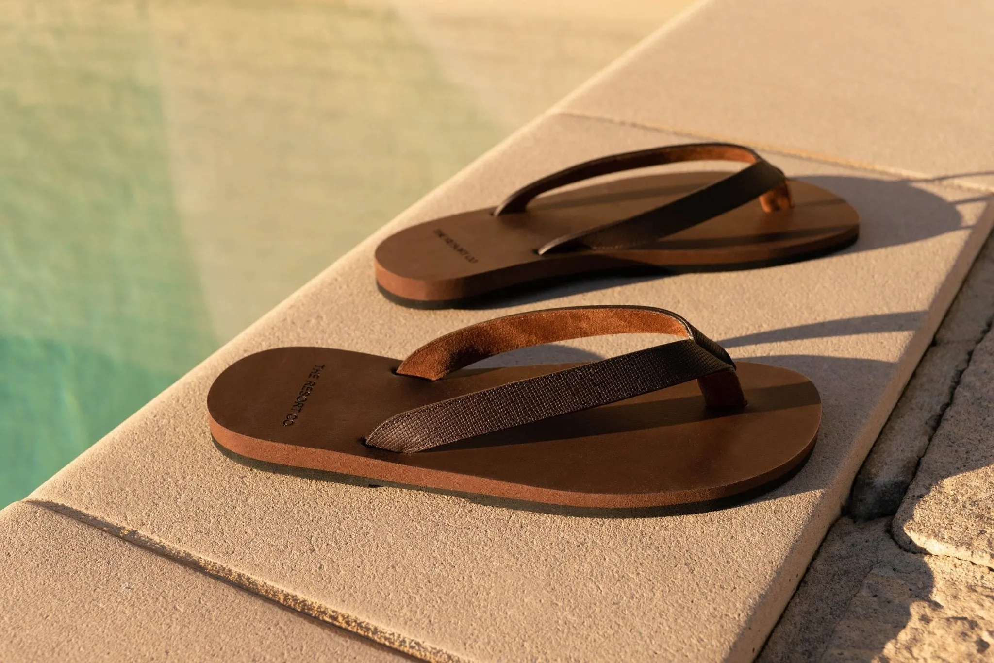 Brown Saffiano Leather Flip-flops