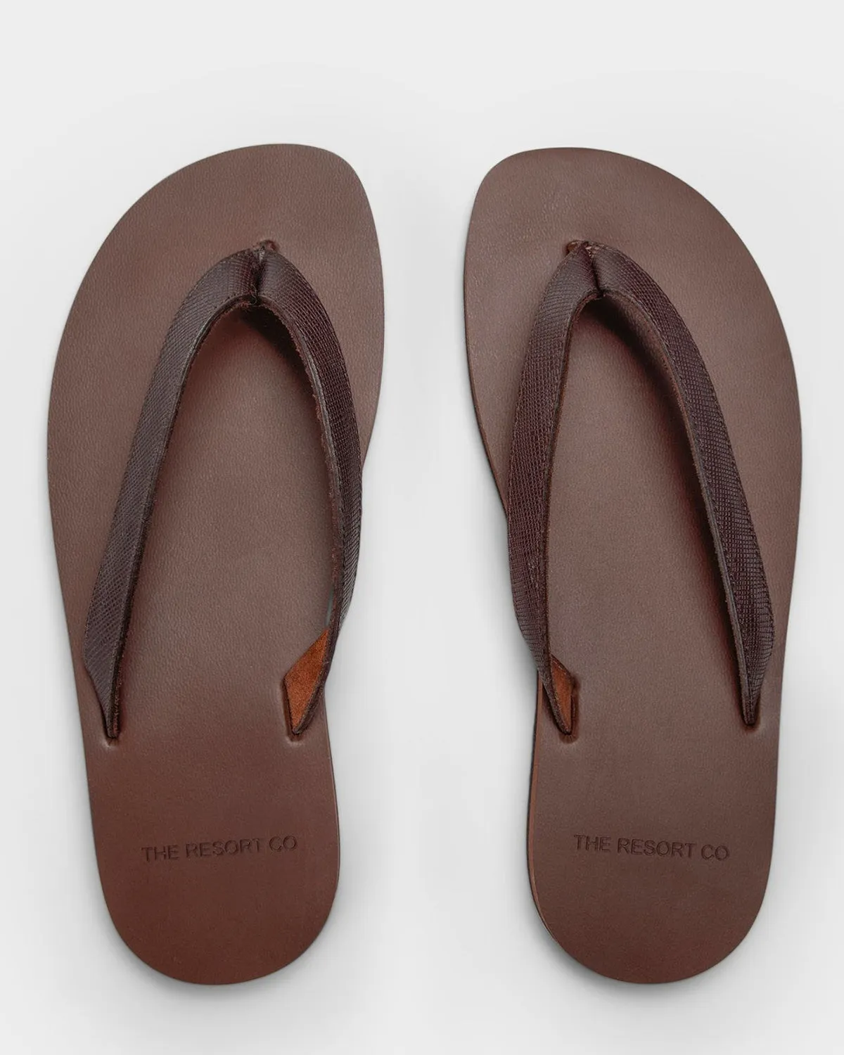 Brown Saffiano Leather Flip-flops