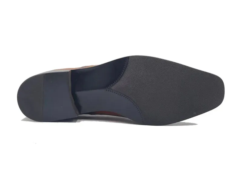 Carrucci Burgundy Slip-on Genuine Leather Loafer with Medallion Style No: KS509-26