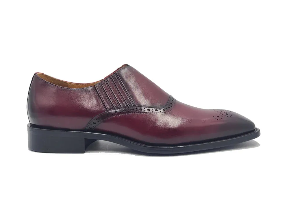 Carrucci Burgundy Slip-on Genuine Leather Loafer with Medallion Style No: KS509-26