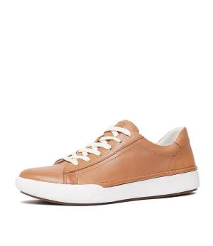 Claire 01 Camel Leather Sneakers