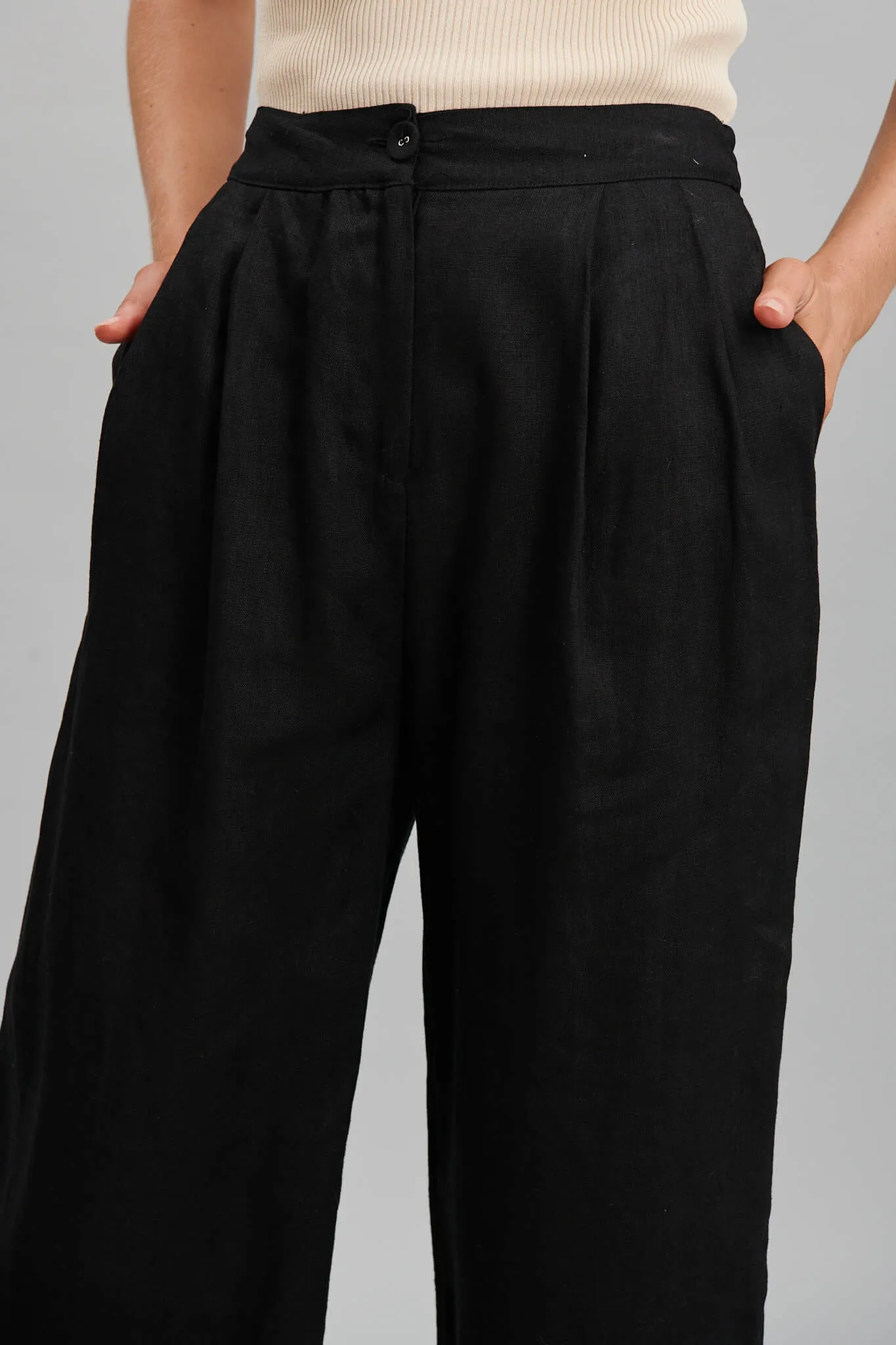 Daytona Pant In Black Pure Linen