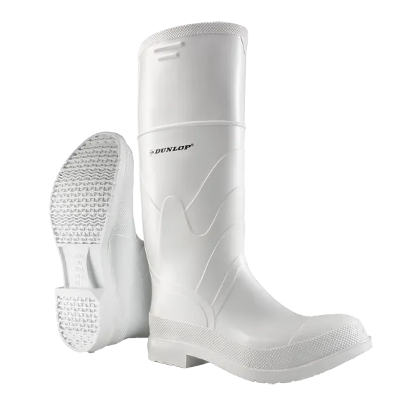 Dunlop 81012 White PVC Majesty Men's 16" Steel Toe Boots w-Steel Shank