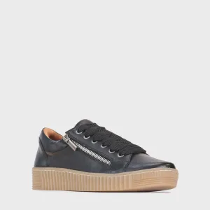 EOS Joyce Lace up Nero Leather sneakers