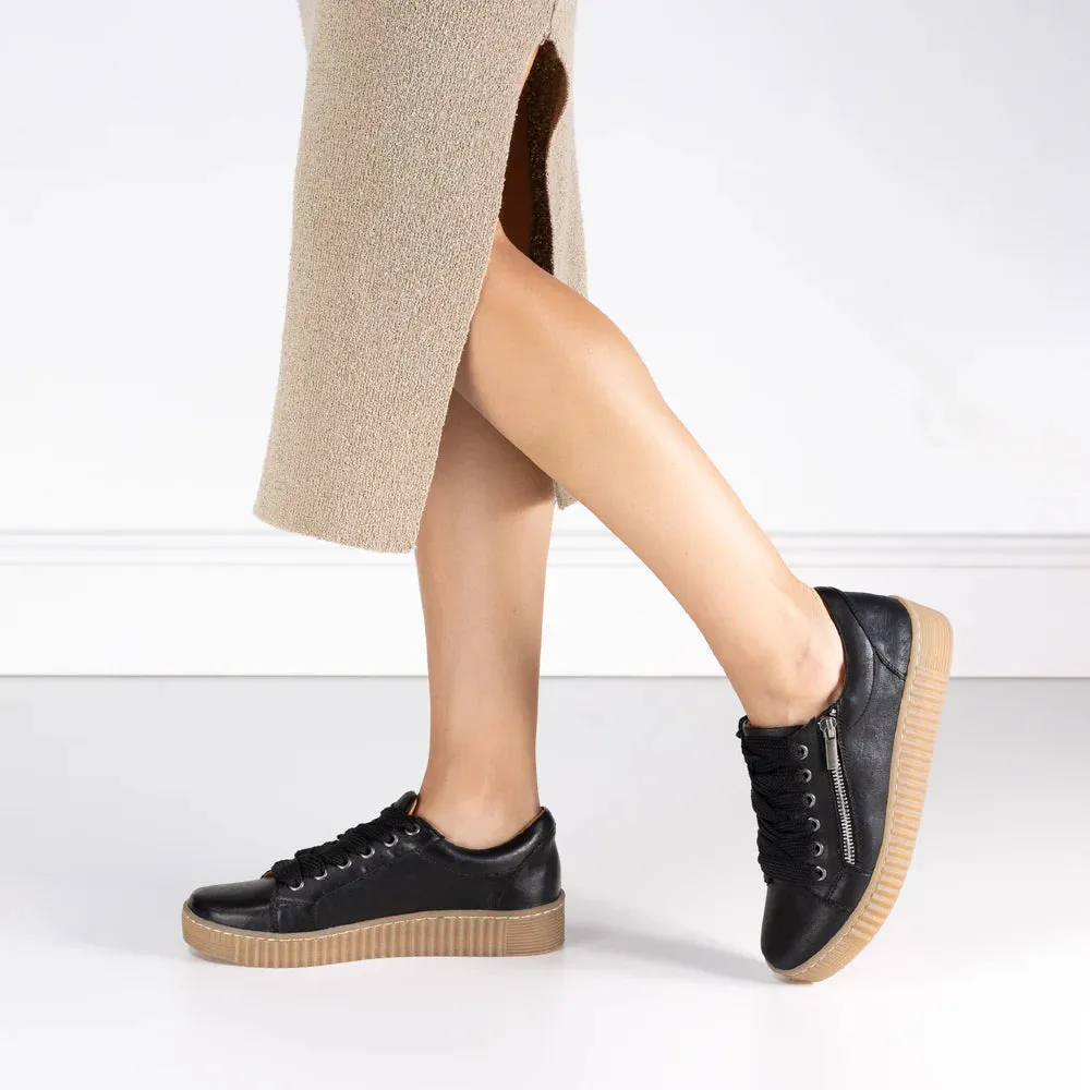 EOS Joyce Lace up Nero Leather sneakers