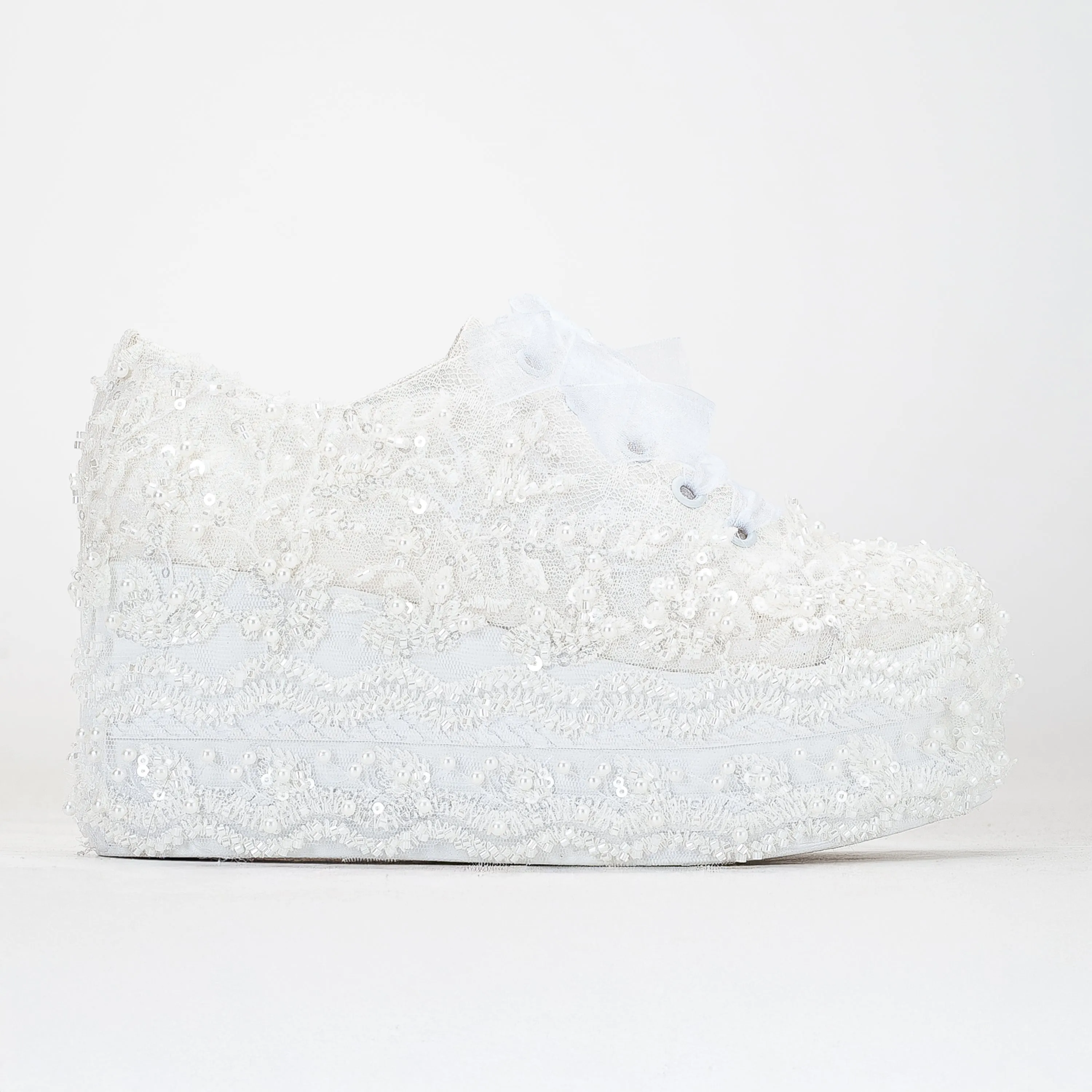 Florette - Ivory Lace Platform Bridal Sneakers