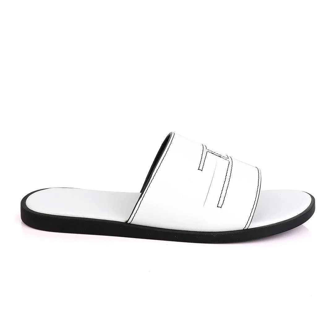 Hermes Paris White Leather Slippers