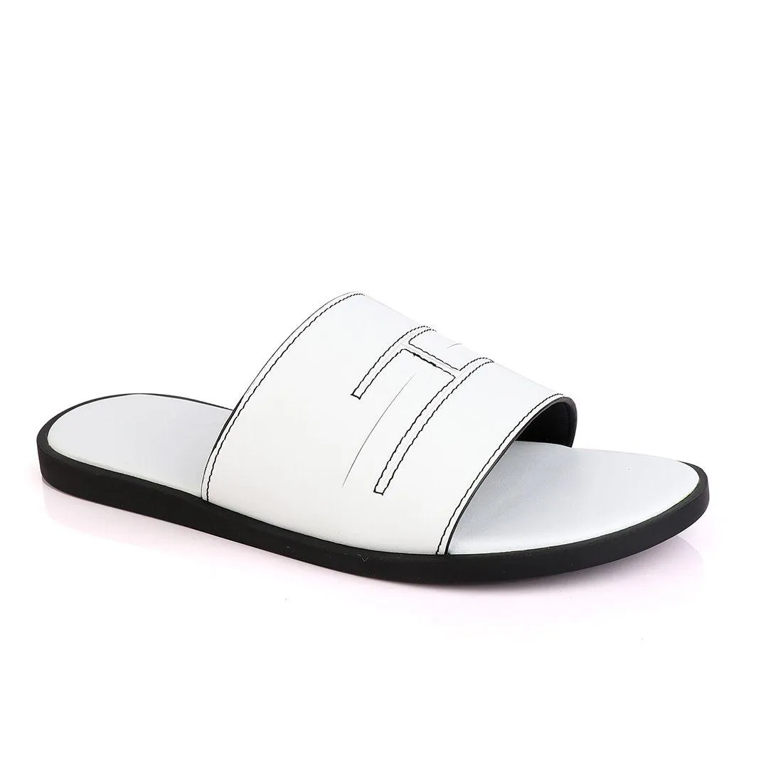 Hermes Paris White Leather Slippers