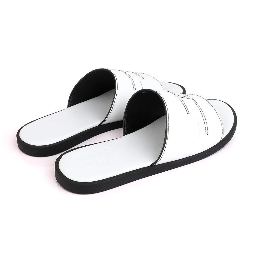 Hermes Paris White Leather Slippers