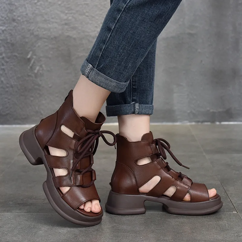 High-Top Low Heel Zipper Casual Shoes Sandals