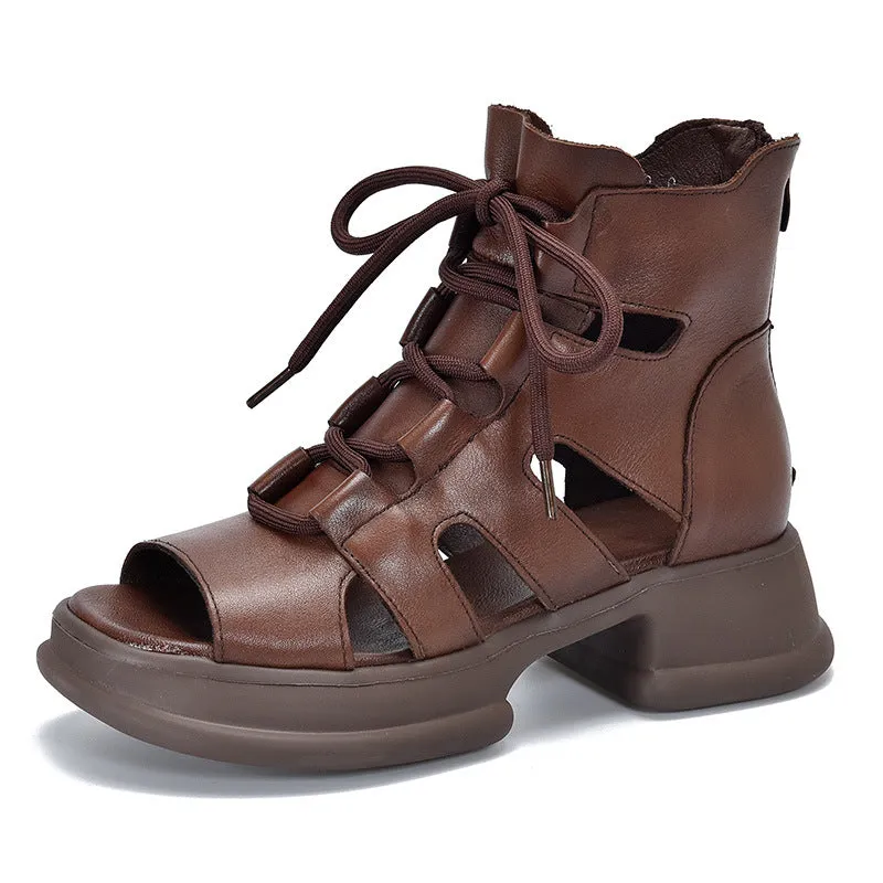 High-Top Low Heel Zipper Casual Shoes Sandals