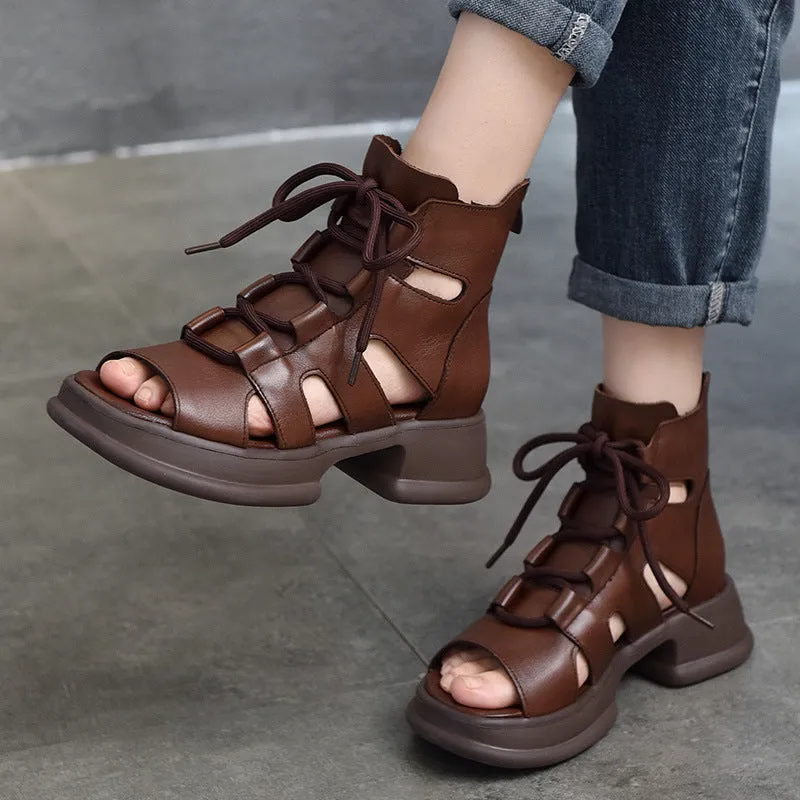 High-Top Low Heel Zipper Casual Shoes Sandals