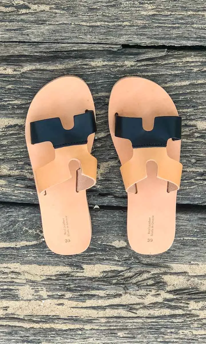 HOSS Sandals - Contrast Tan/Black