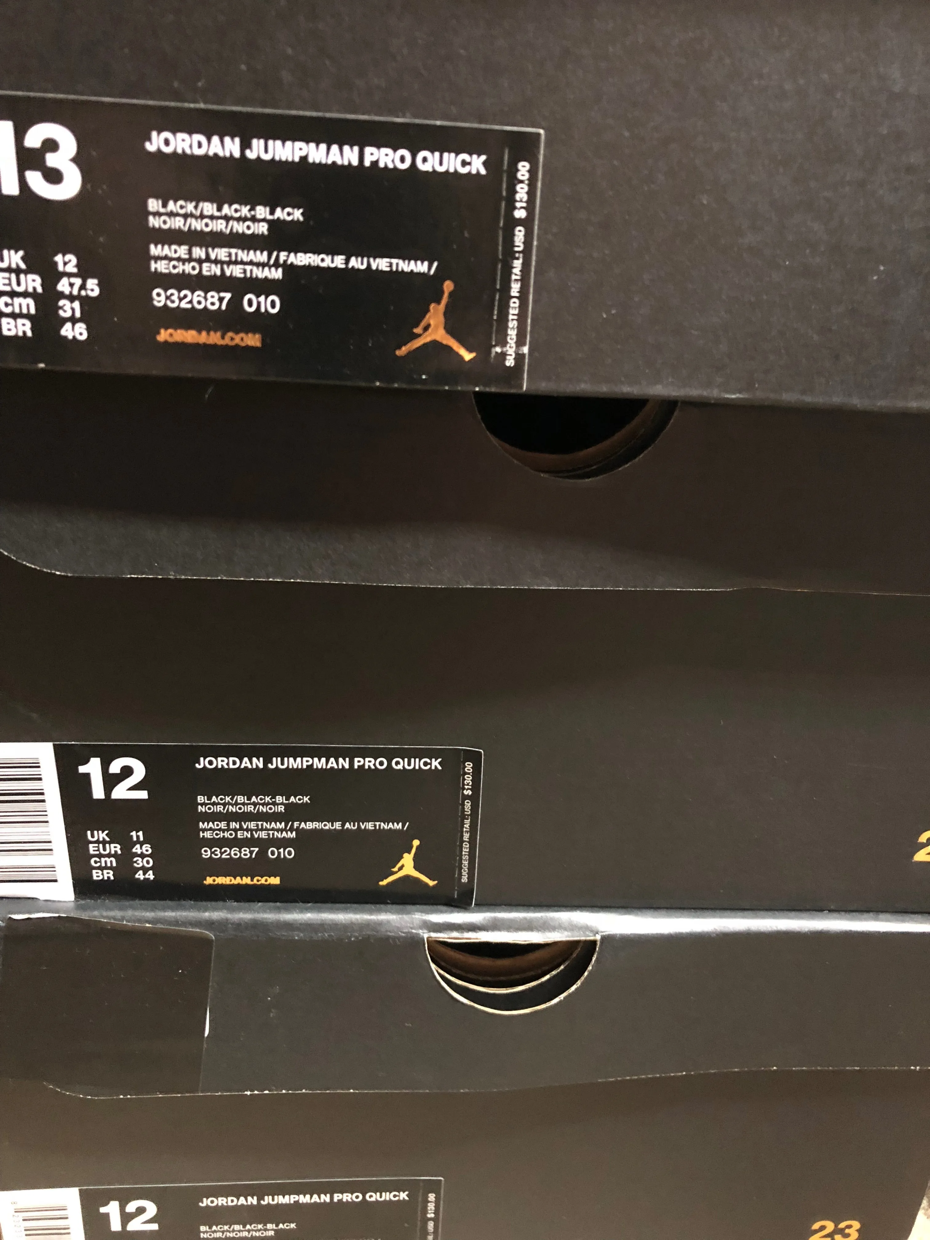 Jordan Nike Jumpman Pro Quick 932687-010 Men's Size 8/Size 12/Size 13 Black Basketball