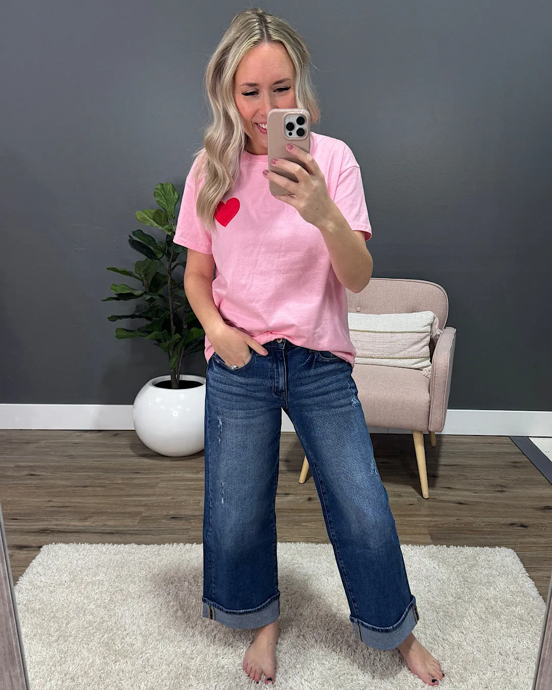 KanCan Jennifer Rolled Cuff Wide Leg Jeans