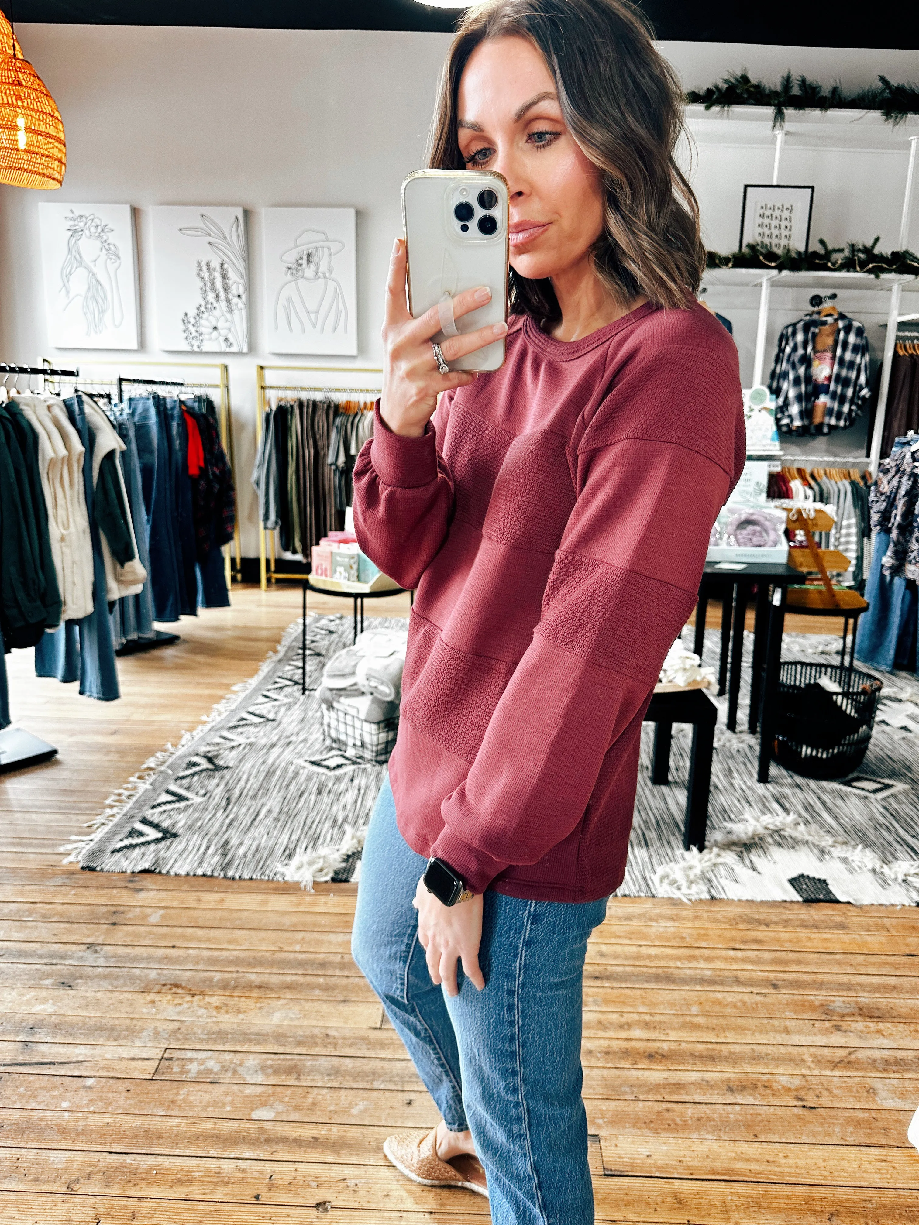 Mandy's Mauve Textured Top -ALL SALES FINAL