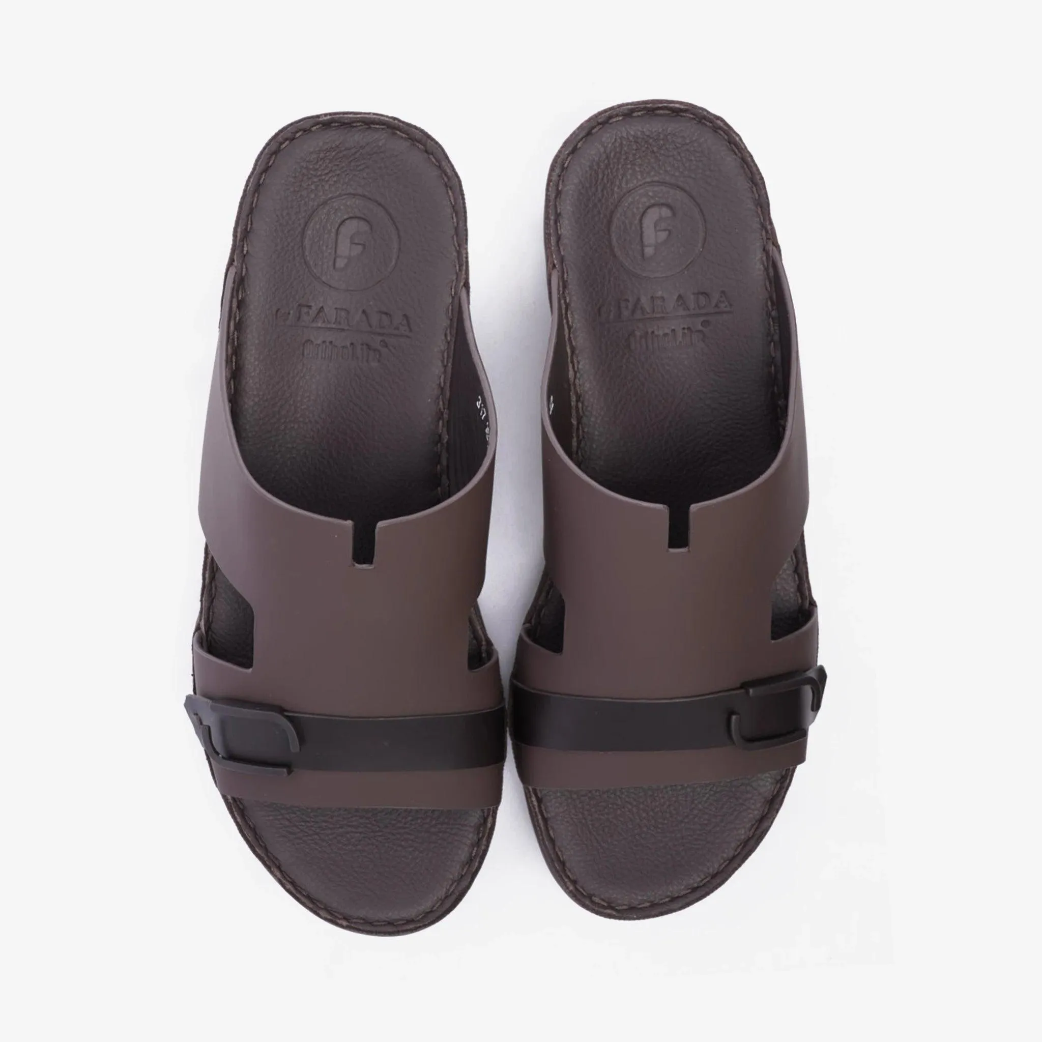 MATTE ARABIC SANDAL WITH SIDE STYLISH TRIM BROWN