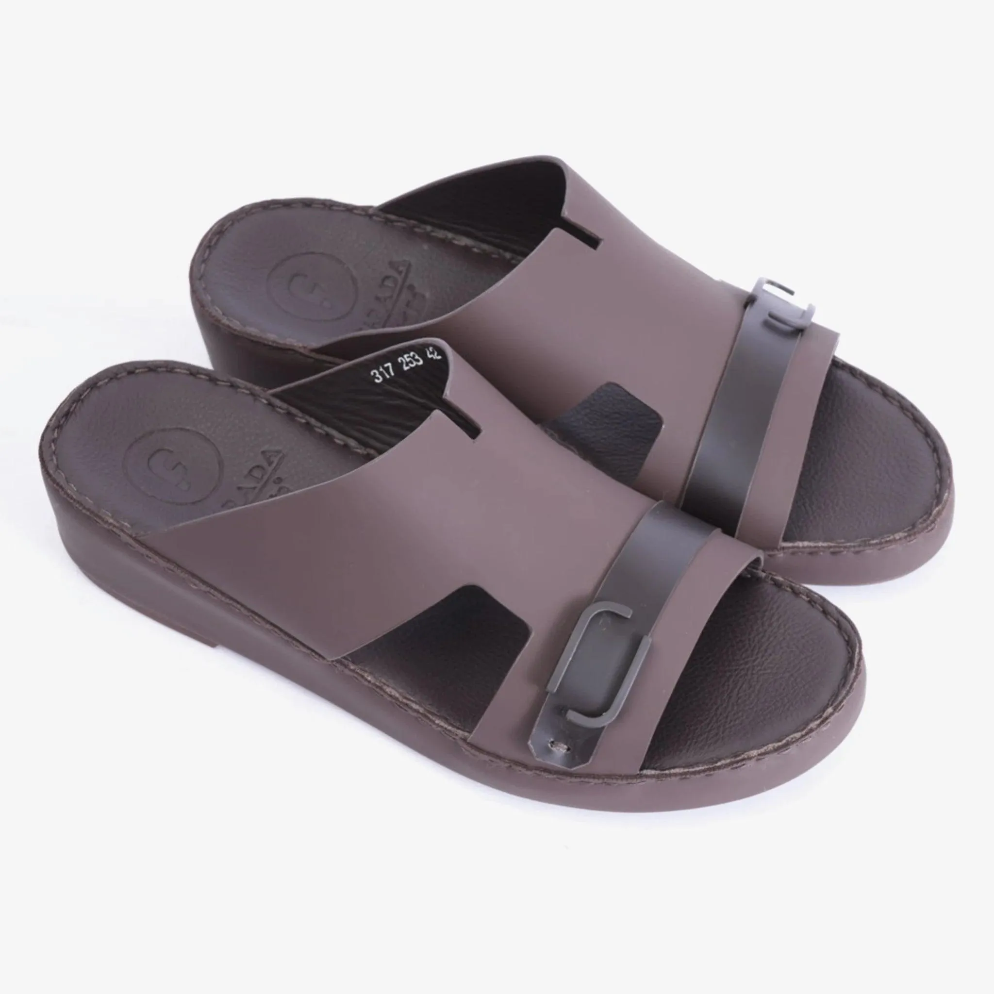 MATTE ARABIC SANDAL WITH SIDE STYLISH TRIM BROWN