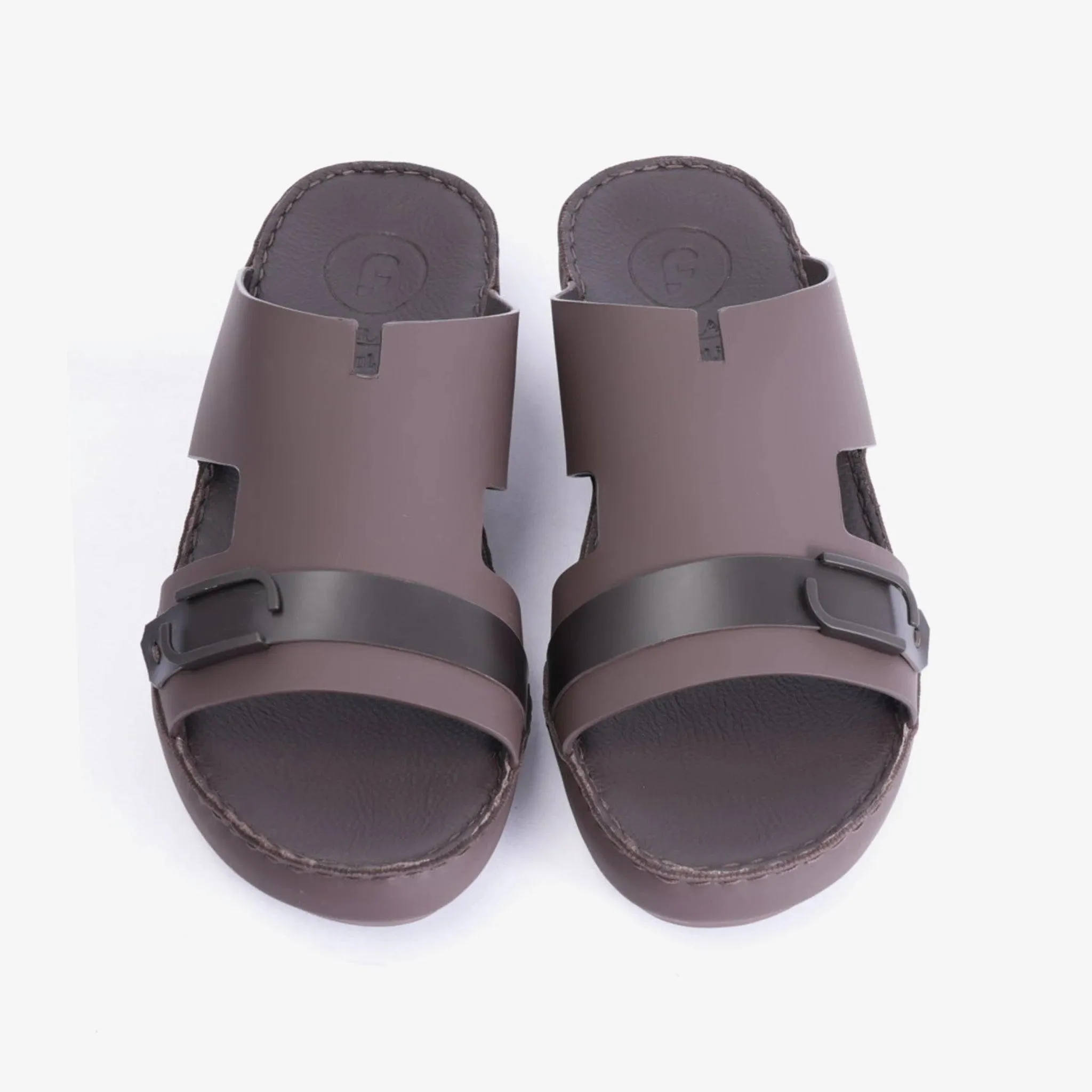 MATTE ARABIC SANDAL WITH SIDE STYLISH TRIM BROWN