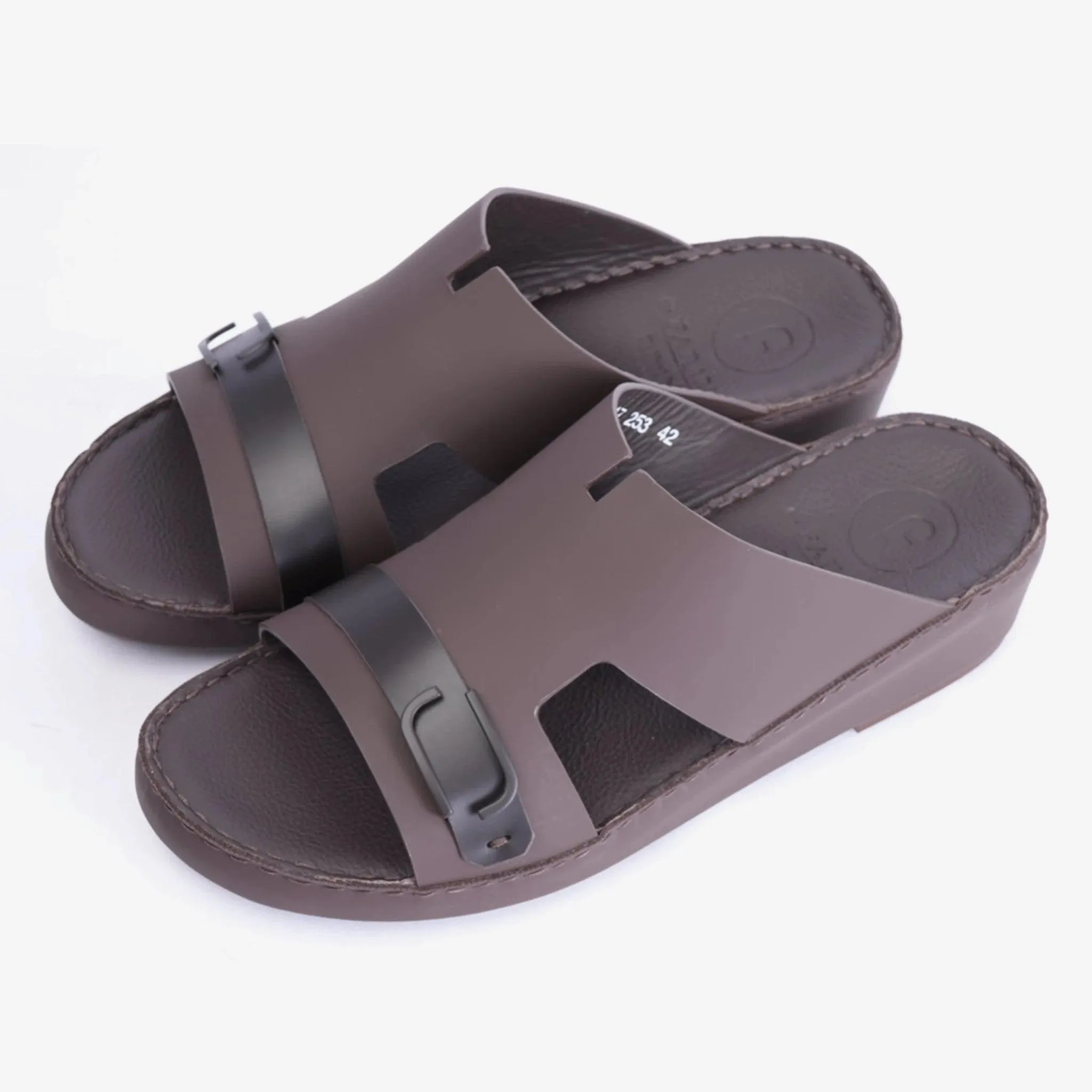 MATTE ARABIC SANDAL WITH SIDE STYLISH TRIM BROWN