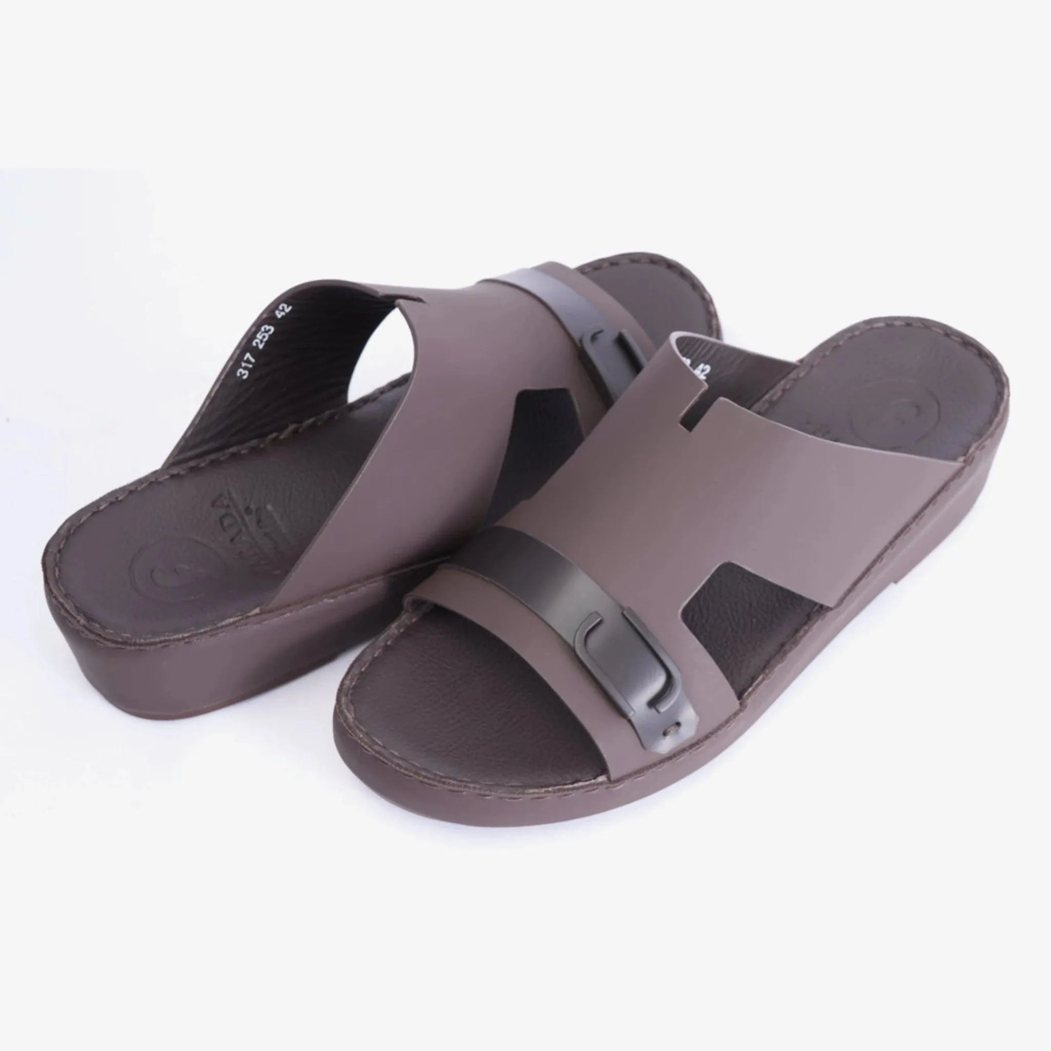 MATTE ARABIC SANDAL WITH SIDE STYLISH TRIM BROWN
