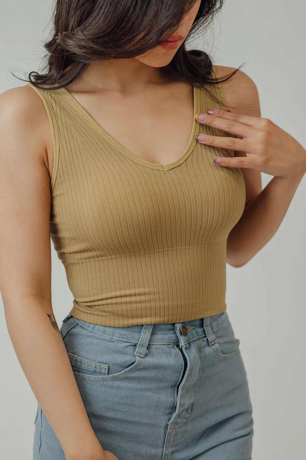 Molly Ribbed V-Neck Top
