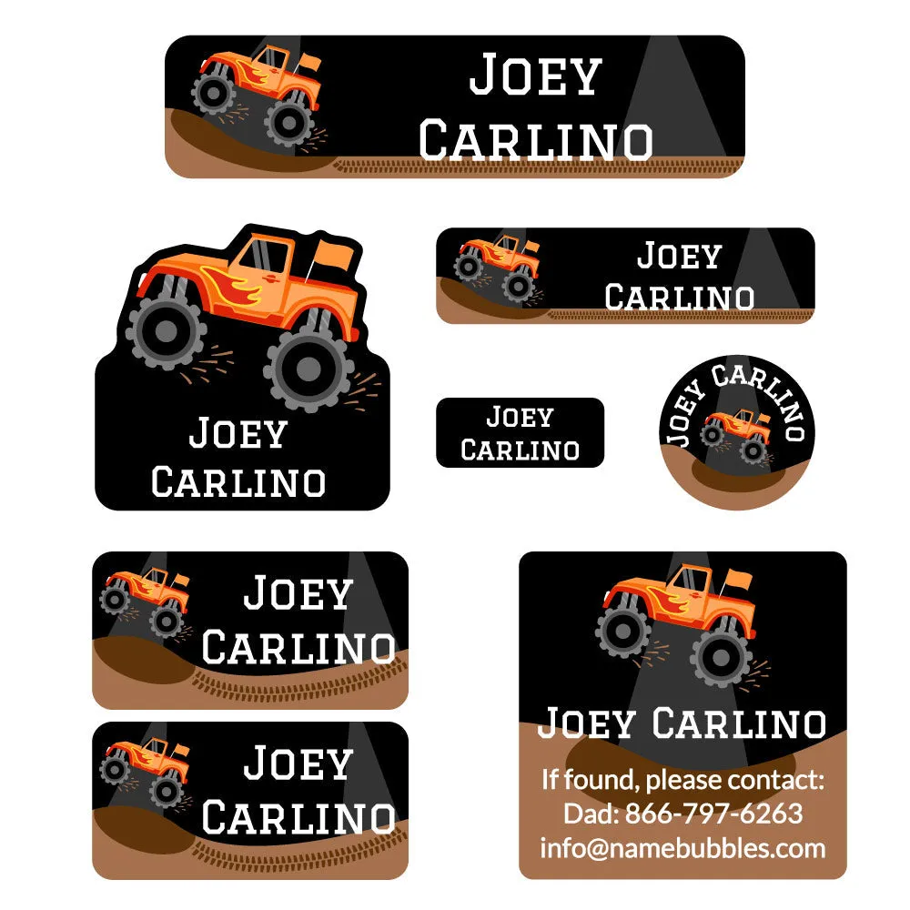 Monster Truck Mega Daycare Labels Pack