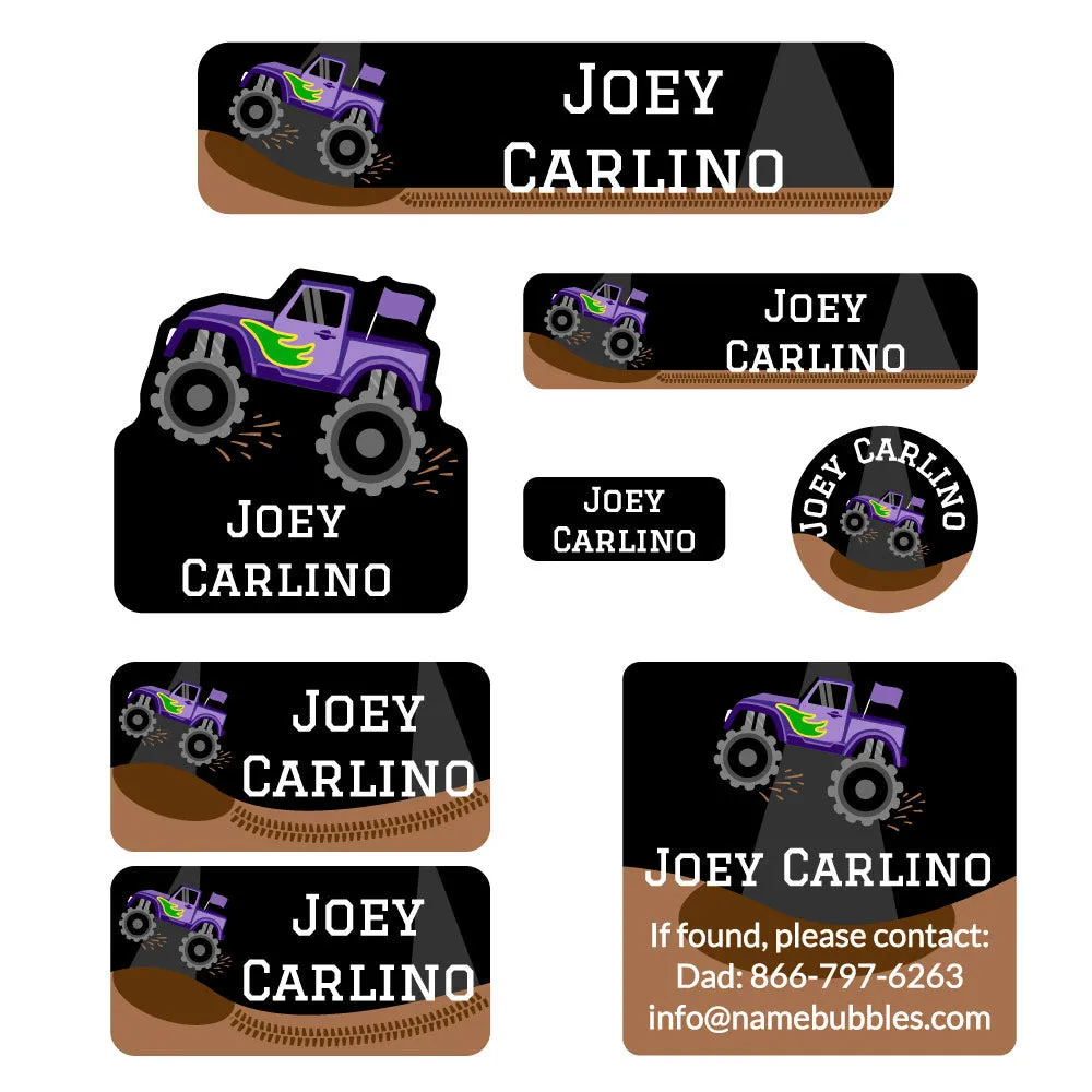 Monster Truck Mega Daycare Labels Pack
