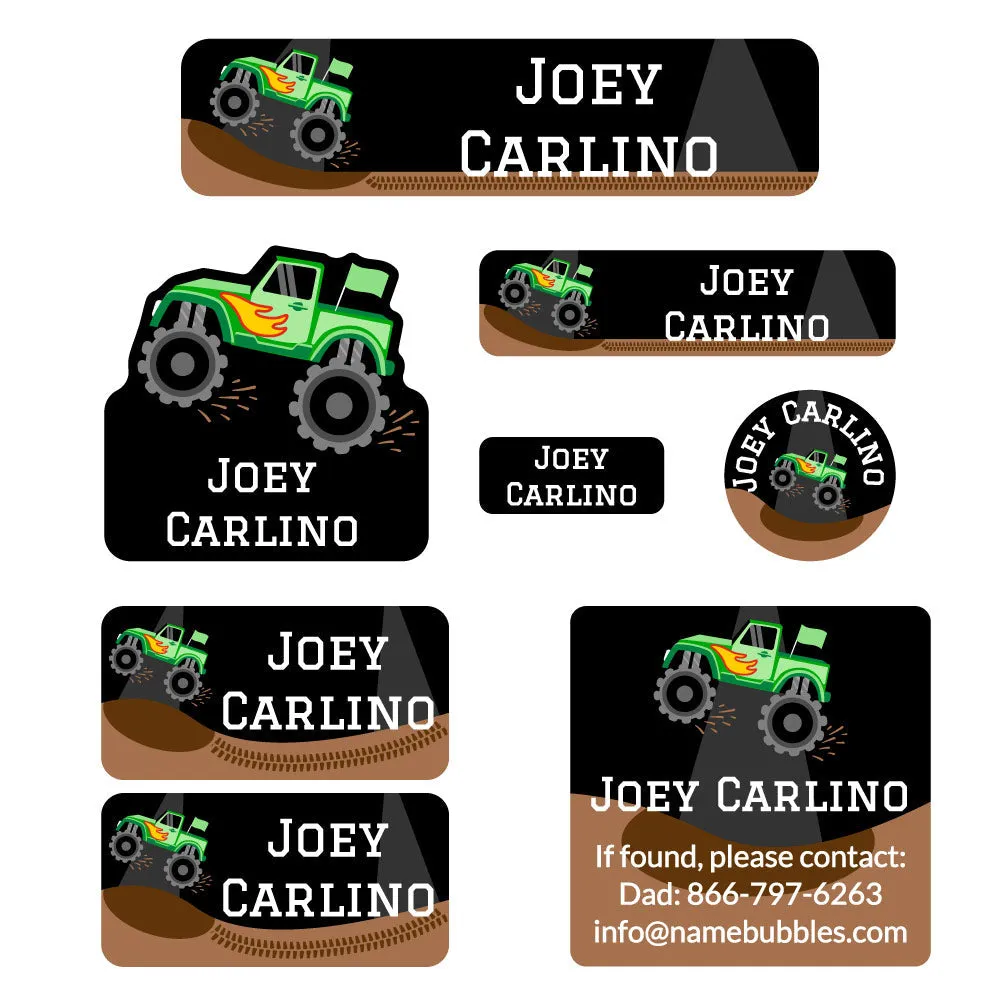 Monster Truck Mega Daycare Labels Pack