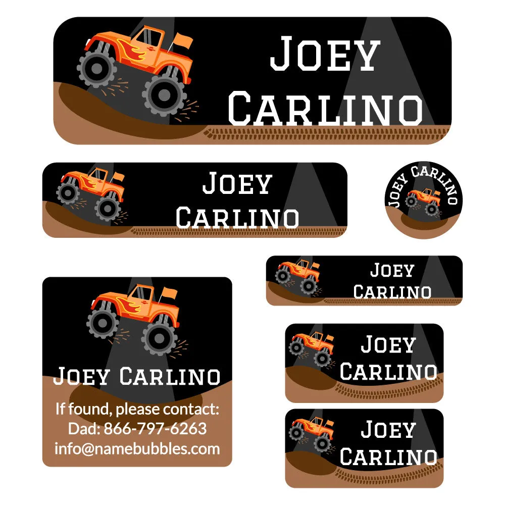 Monster Truck School Labels Pack