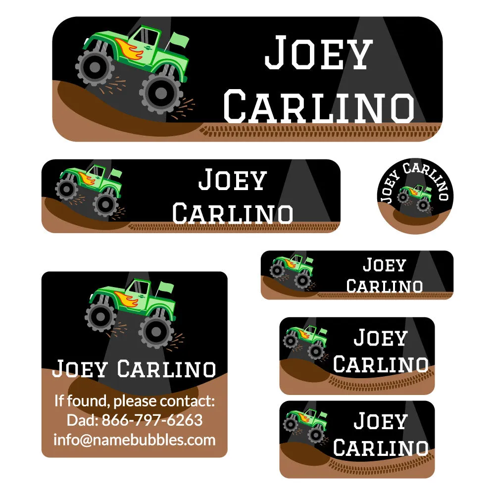 Monster Truck School Labels Pack