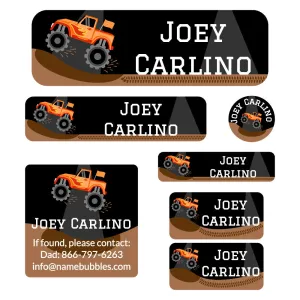 Monster Truck School Labels Pack