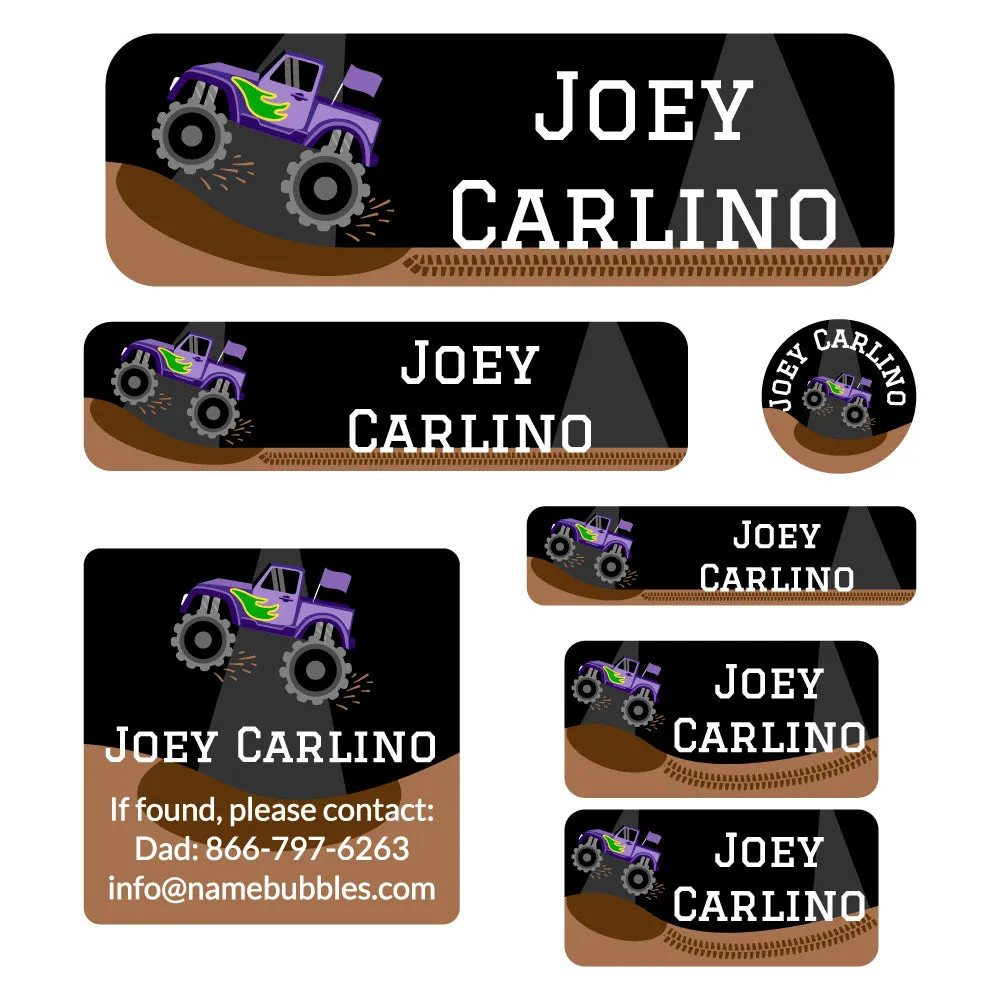 Monster Truck School Labels Pack