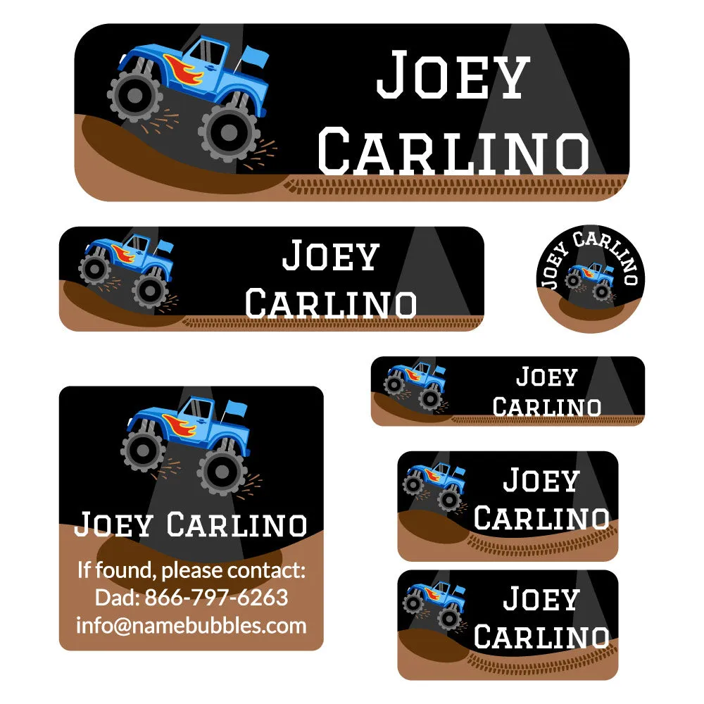 Monster Truck School Labels Pack