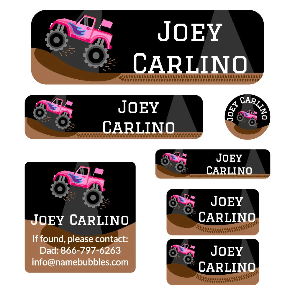 Monster Truck School Labels Pack