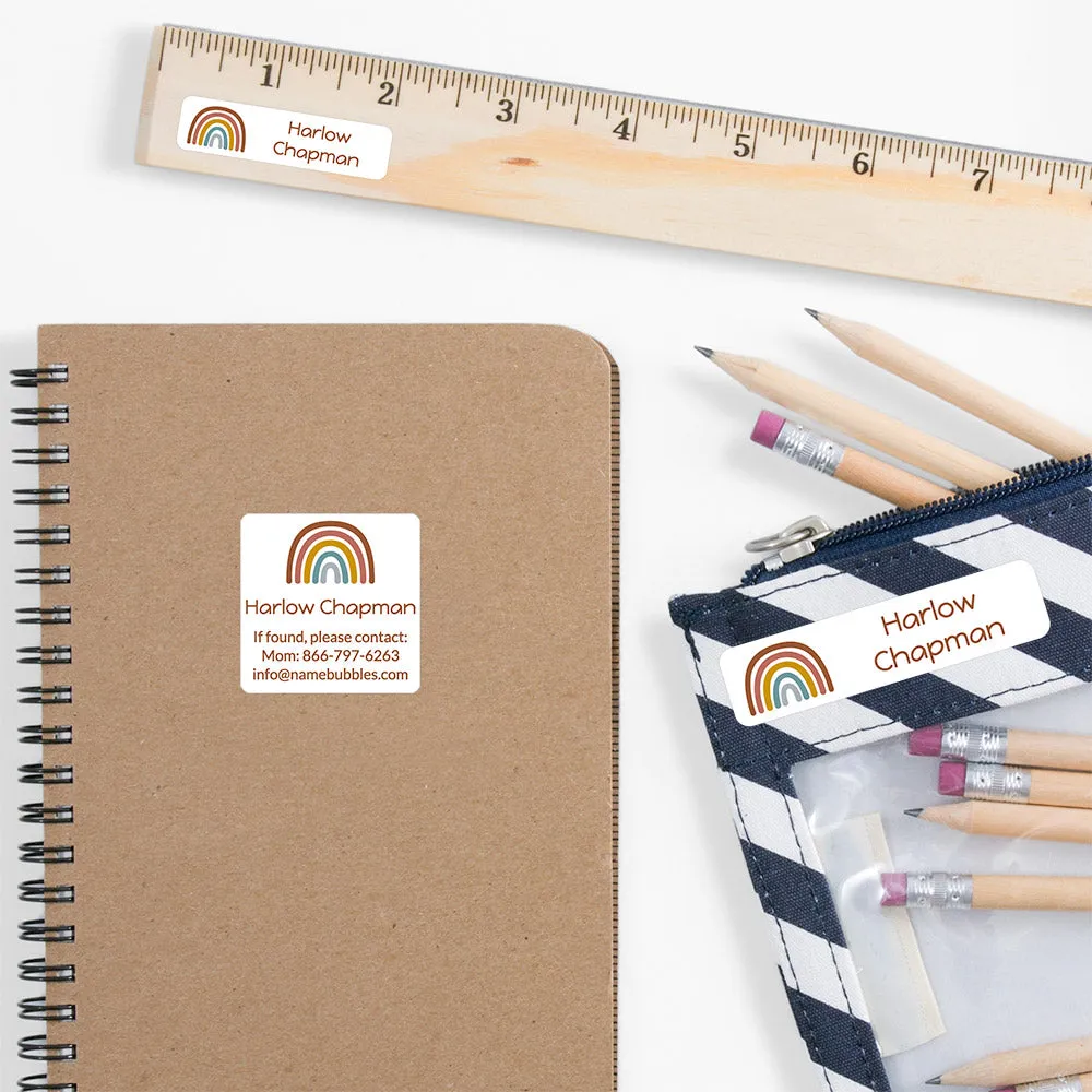 Neutral Rainbow School Labels Pack