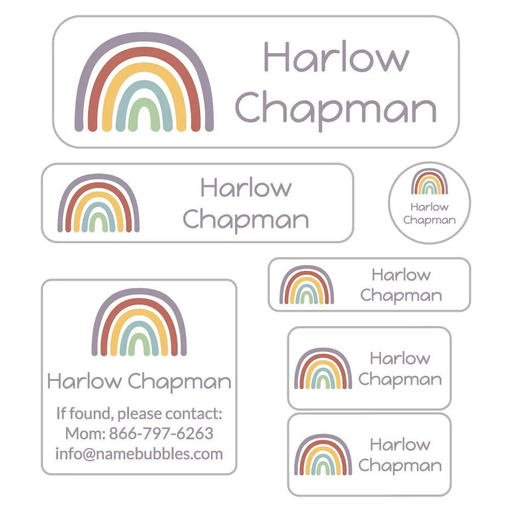 Neutral Rainbow School Labels Pack