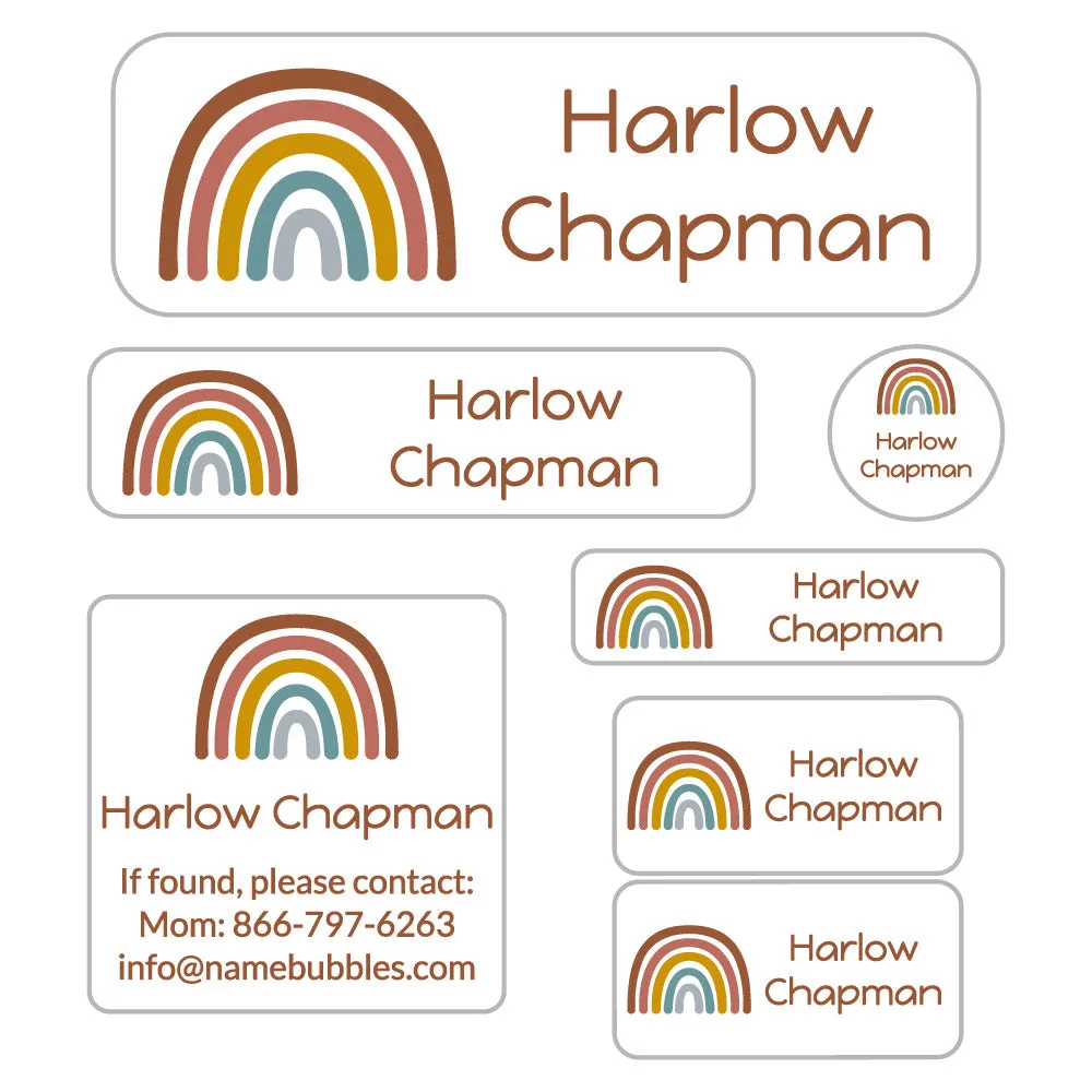 Neutral Rainbow School Labels Pack