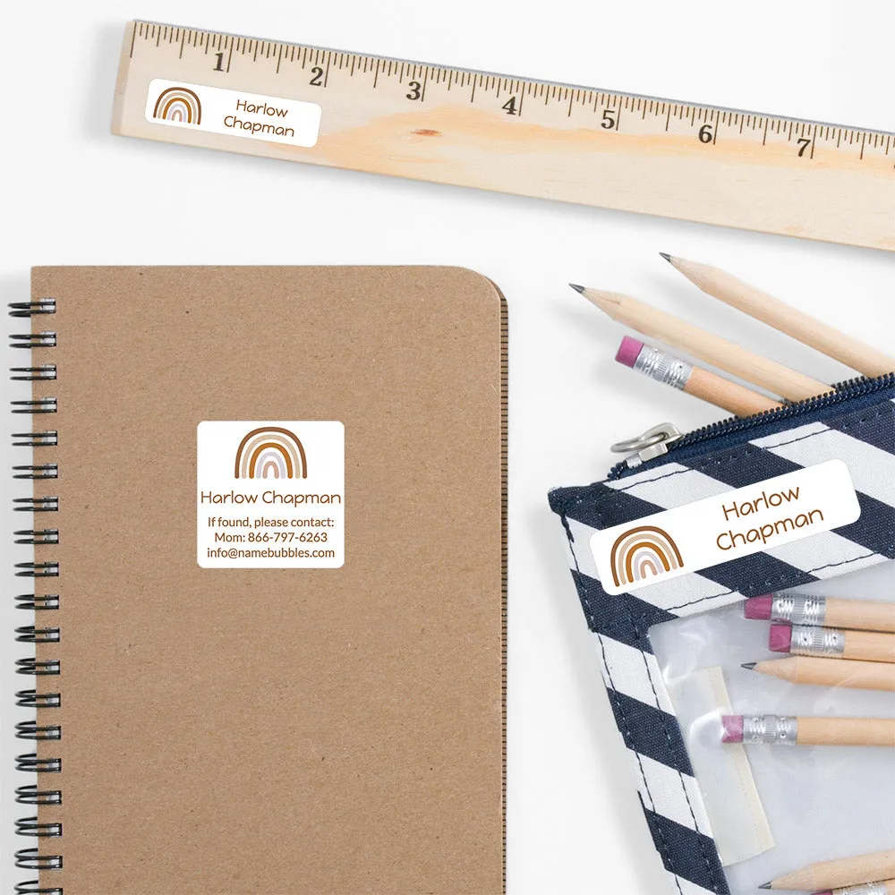 Neutral Rainbow School Labels Pack