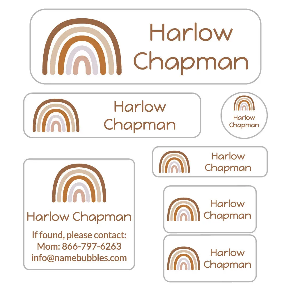 Neutral Rainbow School Labels Pack