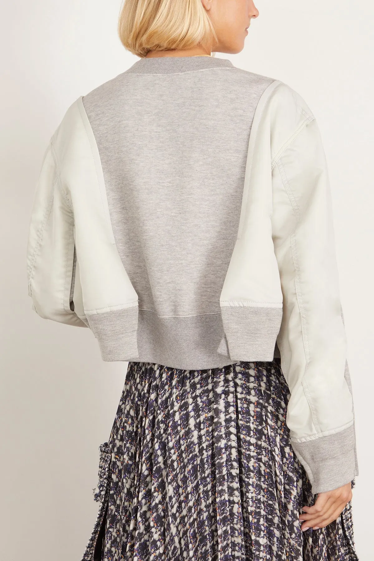 Nylon Twill x Sponge Sweat Pullover in Light Gray