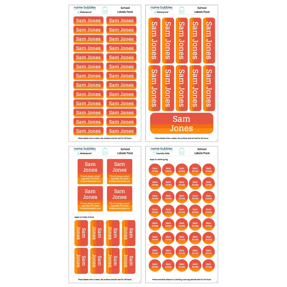 Ombre School Labels Pack