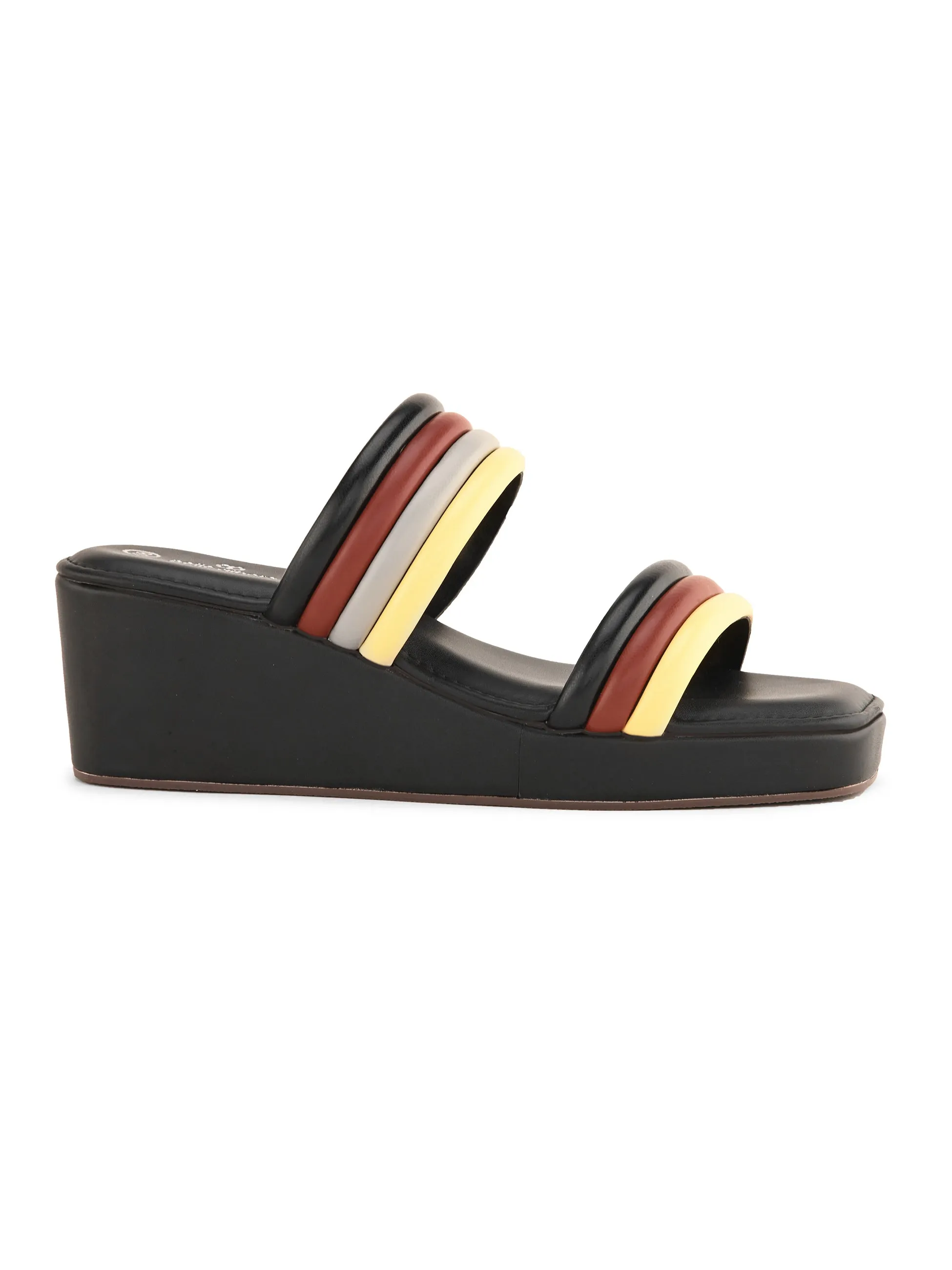 Pelle Ablero Black Wedge Sandals for Women